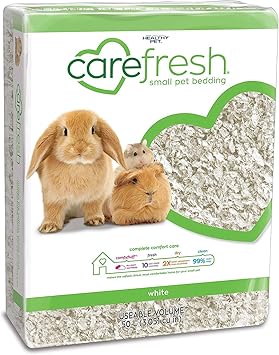 Carefresh 99% Dust-Free White Natural Paper Small Pet Bedding with Superior 10 Day Odor Control & Absorption, for Guinea Pigs, Hamsters, Rabbits, & Rats, 50 L