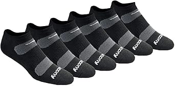 Saucony Men's RunDry Mesh Ventilating Comfort Fit Performance No-Show Socks, Available in M-XXL (6, 12, 18 Pairs)