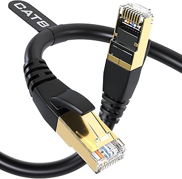 DbillionDa Cat 8 Ethernet Cable 40Gbps 2000MHz, 6FT Supports Cat7 Cat6 Cat5e Cat5, High-Speed RJ45 Cable, Heavy-Duty Indoor/Outdoor, Gold-Plated, Weatherproof & UV-Resistant for Gaming, PC, Router