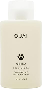 OUAI Fur Bébé Pet Shampoo - Cat & Dog Shampoo for Gentle Cleansing, Hydration & Shine - Vegan & Cruelty-Free Pet Supplies with Aloe Vera & Panthenol - Mercer Street Scent (16 Fl oz)