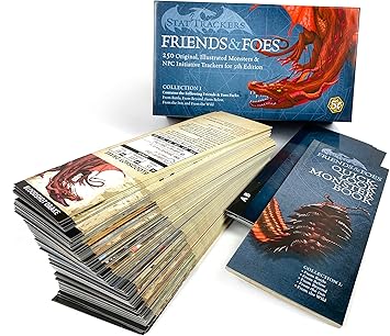 Friends & Foes Collection 1-250 Illustrated Original 5e Monsters and NPCs Initiative Tracker Cards for 5th Edition DMS