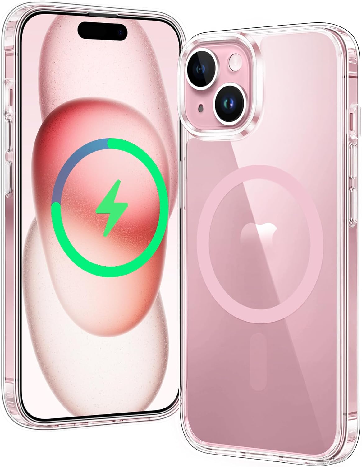 FNTCASE for iPhone 15 Case Clear: iPhone 14/13 Case Magnetic Phone Cases with Screen Protector Compatible with Magsafe Slim Anti Yellowing Rugged Protective Transparent Cell Cover (A-Clear)