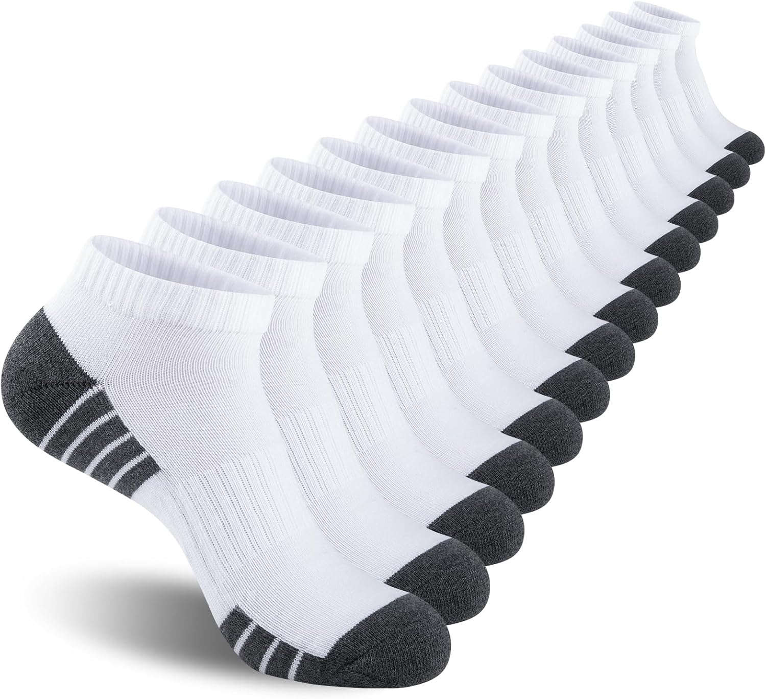 Heatuff Mens Cushioned Ankle Socks, Breathable Moisture Wicking Low Cut Casual Socks (7 Pairs)