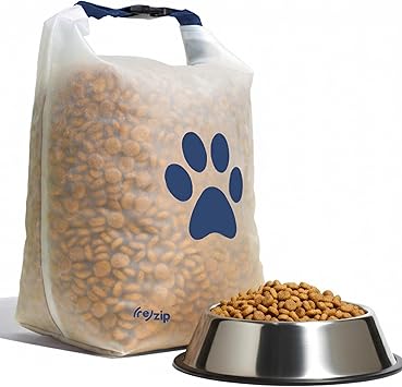 (re)zip Large Roll Top Pet Food Storage Bag 40-Cup, BPA-Free, Food-Grade, Pet-Safe, Freshness Seal for Camping, Travel & Daily Use, Machine Washable, Cobalt Blue