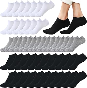 12-30 Pairs Low Cut Ankle Socks for Women No Show Casual Breathable Athletic Socks Bulk for Sport