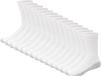 Hanes Men's Double Tough Socks, Crew and Ankle Moisturing Wicking Socks, Black & White, Multi-Packs