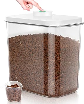 TBMax Dog Cat Food Storage Container 12-15 Lbs with Easy-Carrying Handles, Stackable Pet Food Dog Treat Container with Pop Up Lids, Airtight Food Storage Bin for Kitchen Organization