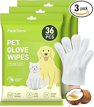 36PCS Hypoallergenic Pet Glove Wipes for Dogs & Cats - Quick Clean & Deodorizing Between Baths & Travel | Dog Washing Wipes for Fur, Butt, Paws, Eyes & Ears| Cat Cleaning Gloves for Grooming & Bathing