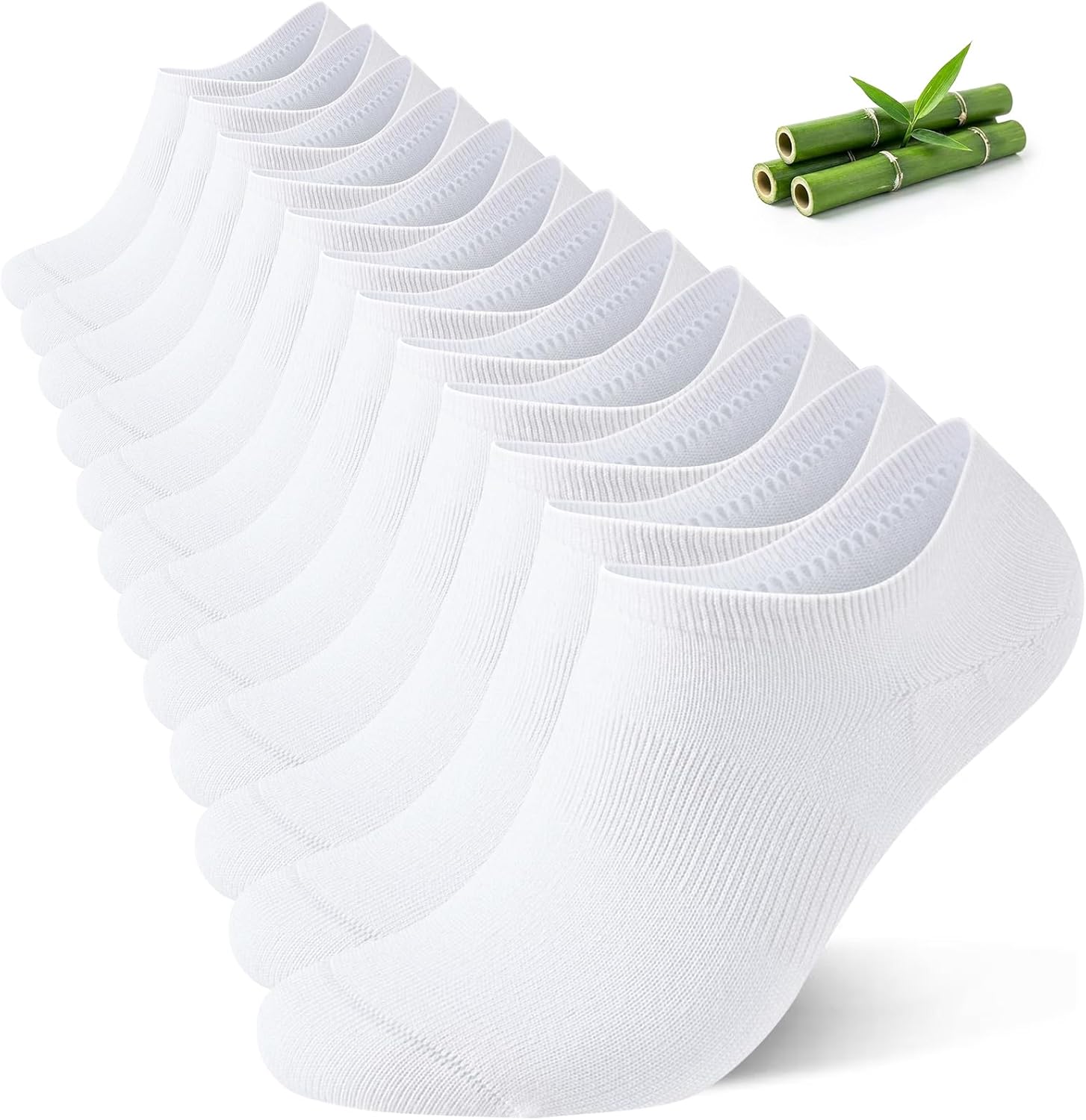 Niorasen No Show Socks for Men 6/10 Pairs, Bamboo Rayon Ankle Low Cut Invisible Thin Socks with Non Slip Grips 7-9/9-12/12-15