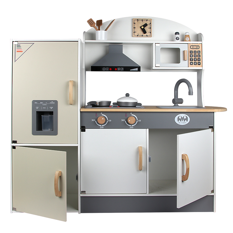 Wholesale Hot-selling Children Cooking Kitchen Toys Factory Direct Sale Kitchen Stove Refrigerator Set Wooden Toys 