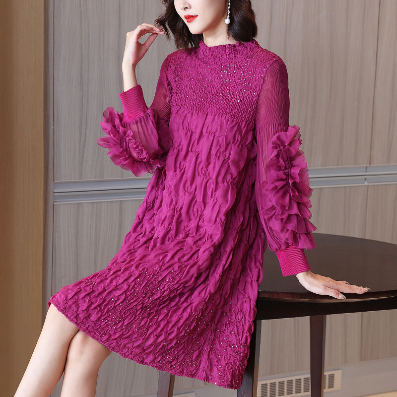 High-End Western Style Mom Formal Dress Mother-in-Law Wedding Dress 2022 Autumn and Winter New Age-Reducing Large Size Small Dress