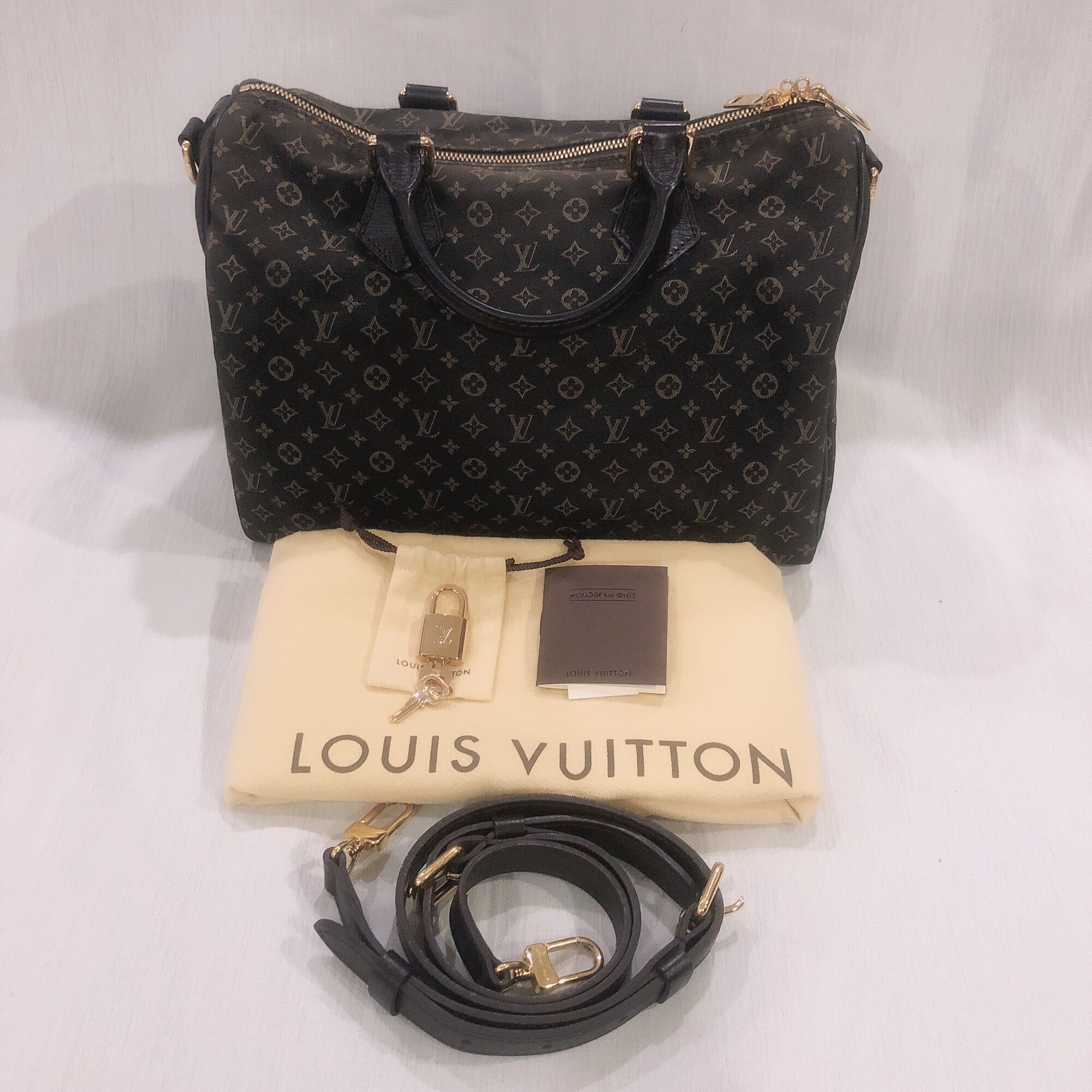 Louis Vuitton Brown Monogram Mini Lin Canvas Speedy 30cm Bandouliere Bag