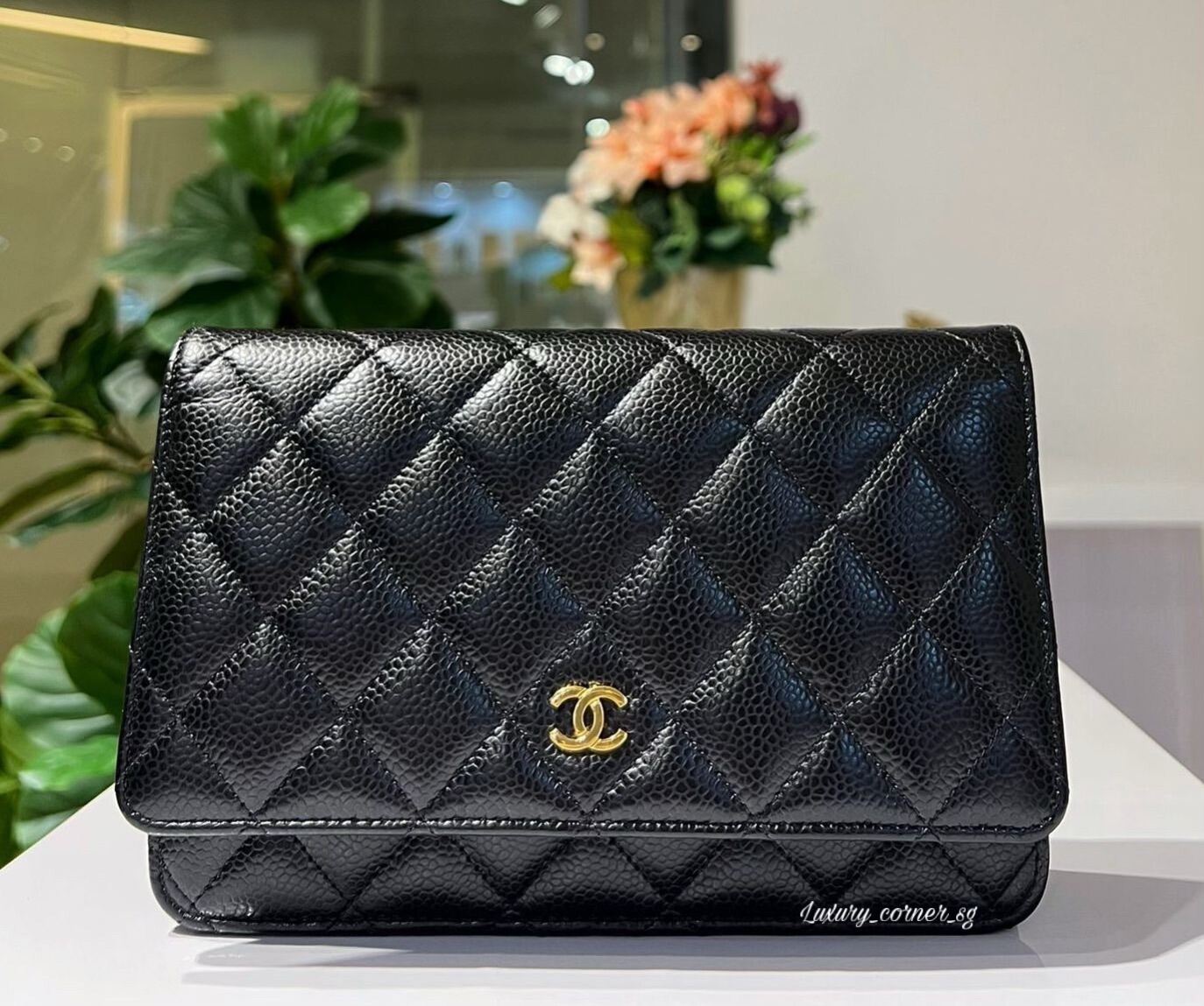CHANEL WALLET ON CHAIN WOC BLACK CAVIAR GHW