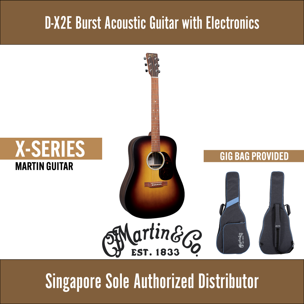 Martin D-X2E X Series Burst Acoustic Guitar with Fishman Electronics and Gig Bag
