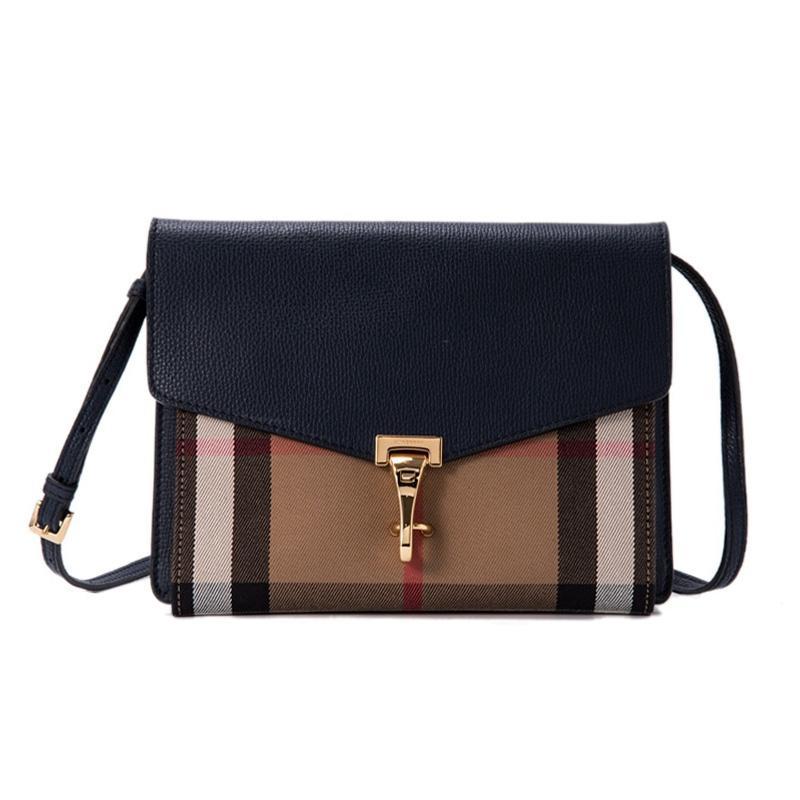 Burberry Leather House Check Crossbody Bag - Ink Blue 3997205