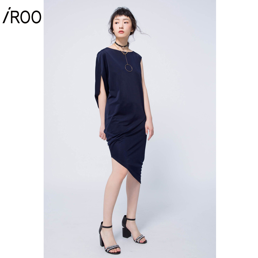 iROO Woman Clothing Asymmetric Dress