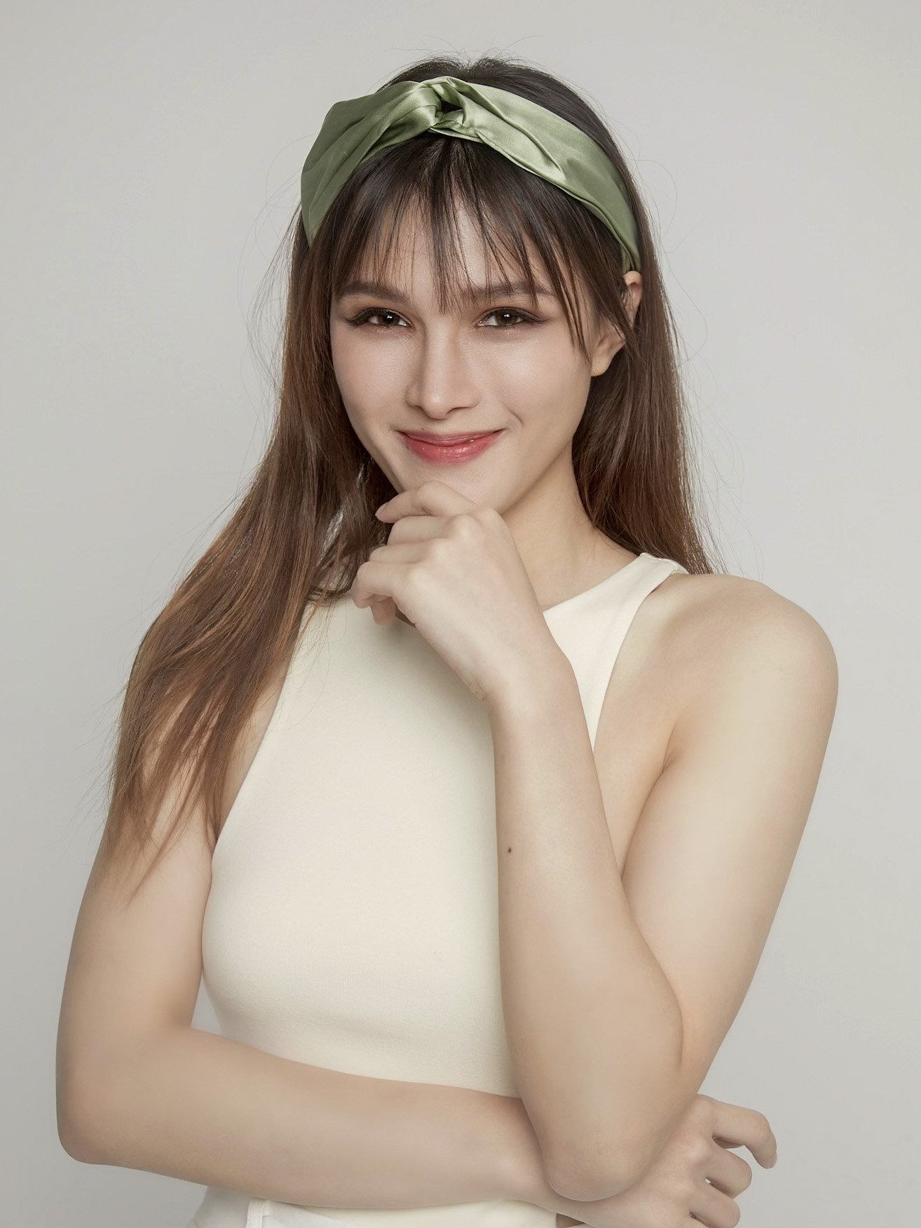 100% Mulberry Silk Twist Headband | SAGE green