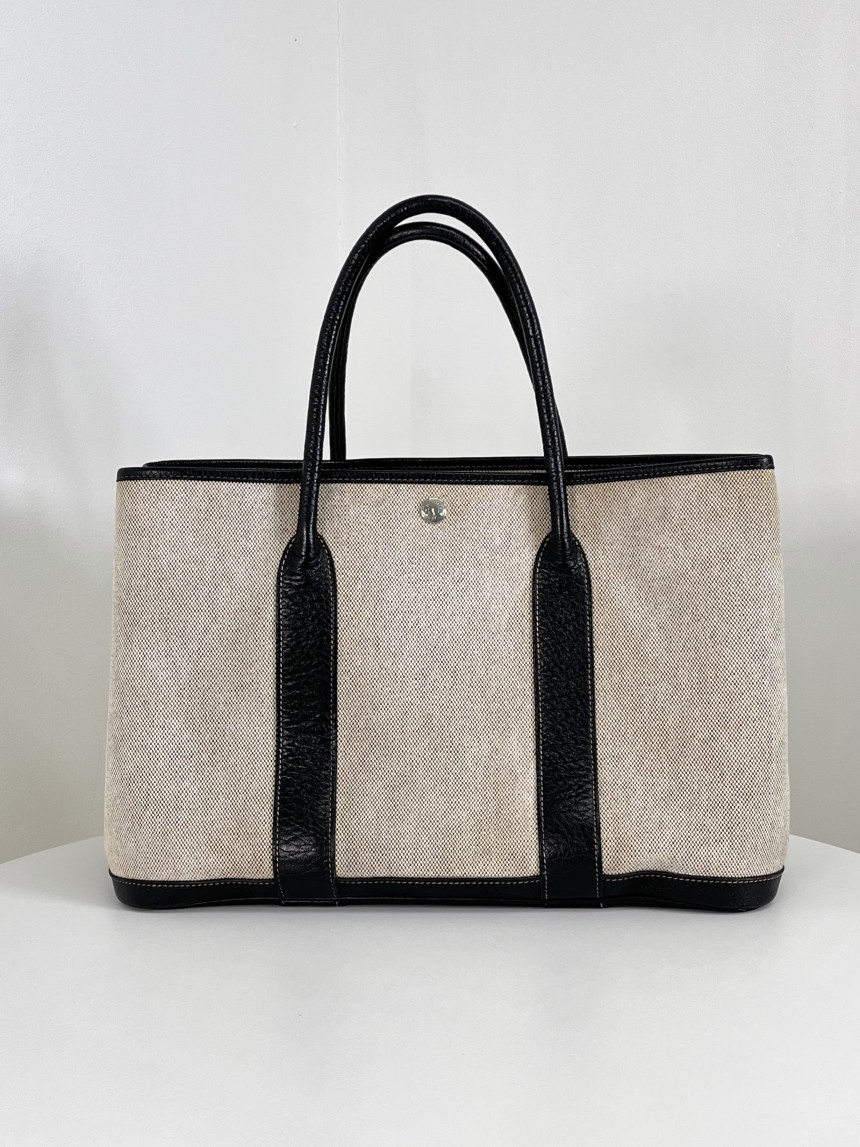 Vintage HERMES Ivory Black Garden Party